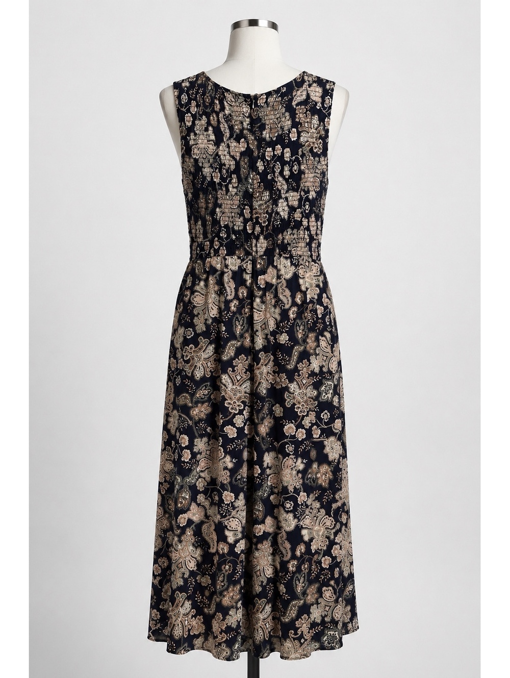 Andrew Marc Smocked Wide Leg Paisley Jumpsuit Boho Viscose Medium